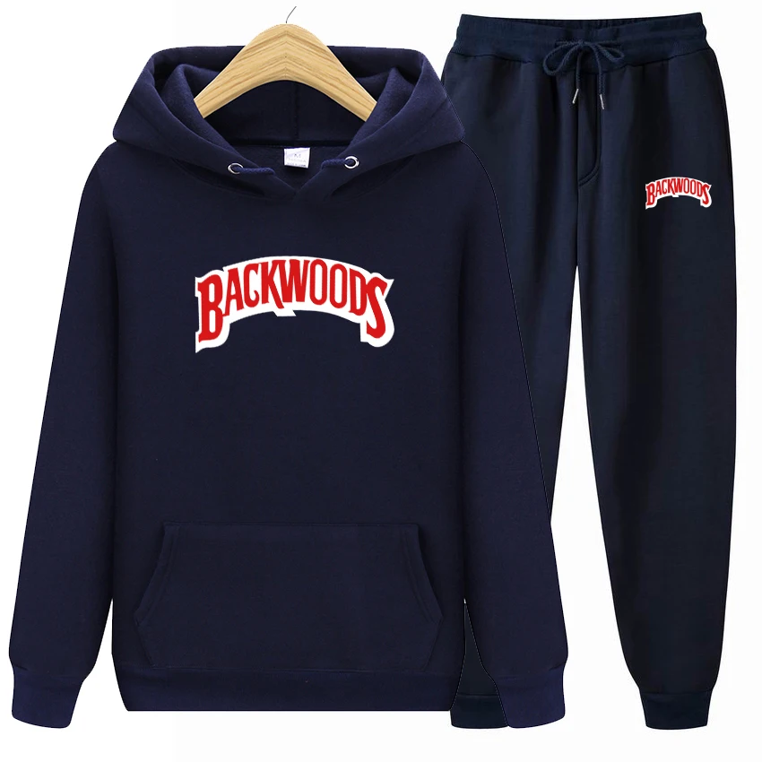 Мужской спортивный костюм с флисовой подкладкой черный капюшоном и штанами