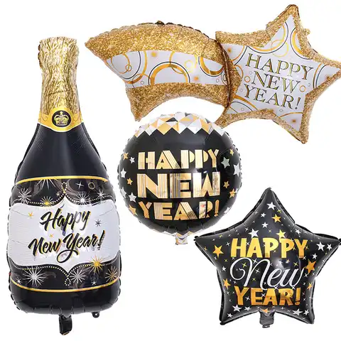 Новогодние украшения в виде винных бутылок, 2021 звезды, фольга на новый год, гелиевый воздушный шар