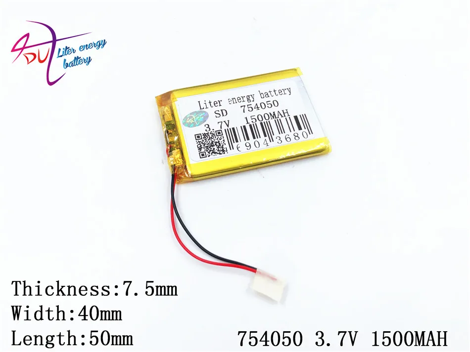 3 7 V 1500mAH 754050 PLIB Полимерный литий-ионный/литий-ионный аккумулятор для dvr GPS mp3 mp4