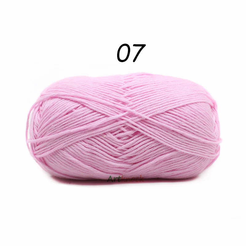 07 1PC 50 г хлопковая пряжа Органическая пряжа для вязания вязанных свитеров носки 24 цвета крючком иглы № 2 - Цвет: 07 1PC