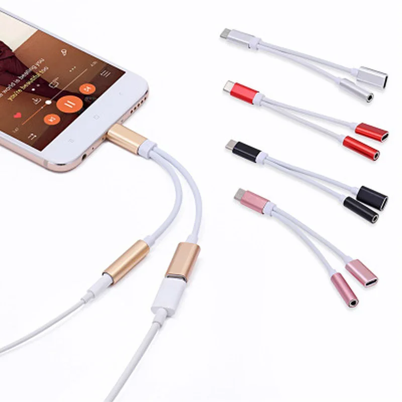 2 в 1 зарядное устройство типа C на 3 5 мм аудио разъем для наушников USB кабель