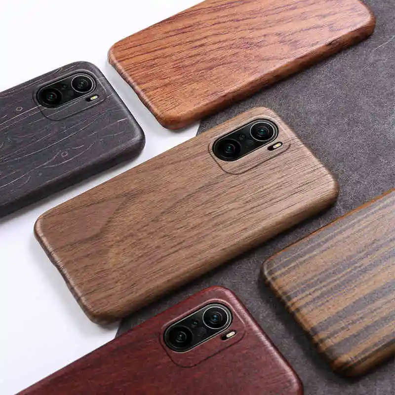 Жесткий чехол-накладка для Xiaomi POCO F3 Redmi K40/ K40 Pro из орехового дерева и розового |