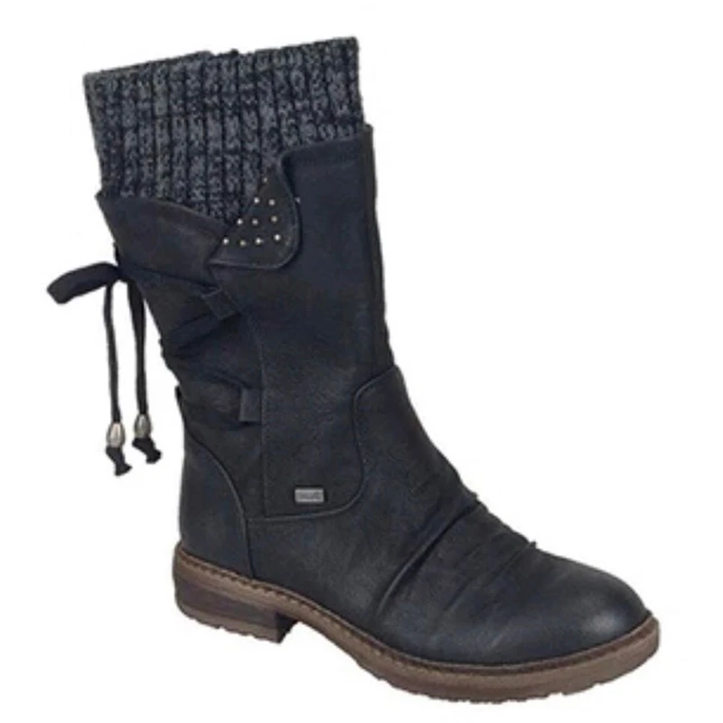 

2021 Women Winter Mid-Calf Boot Flock Winter Shoes Ladies Fashion Snow Boots Shoes Thigh High Suede Warm Botas Zapatos De Mujer