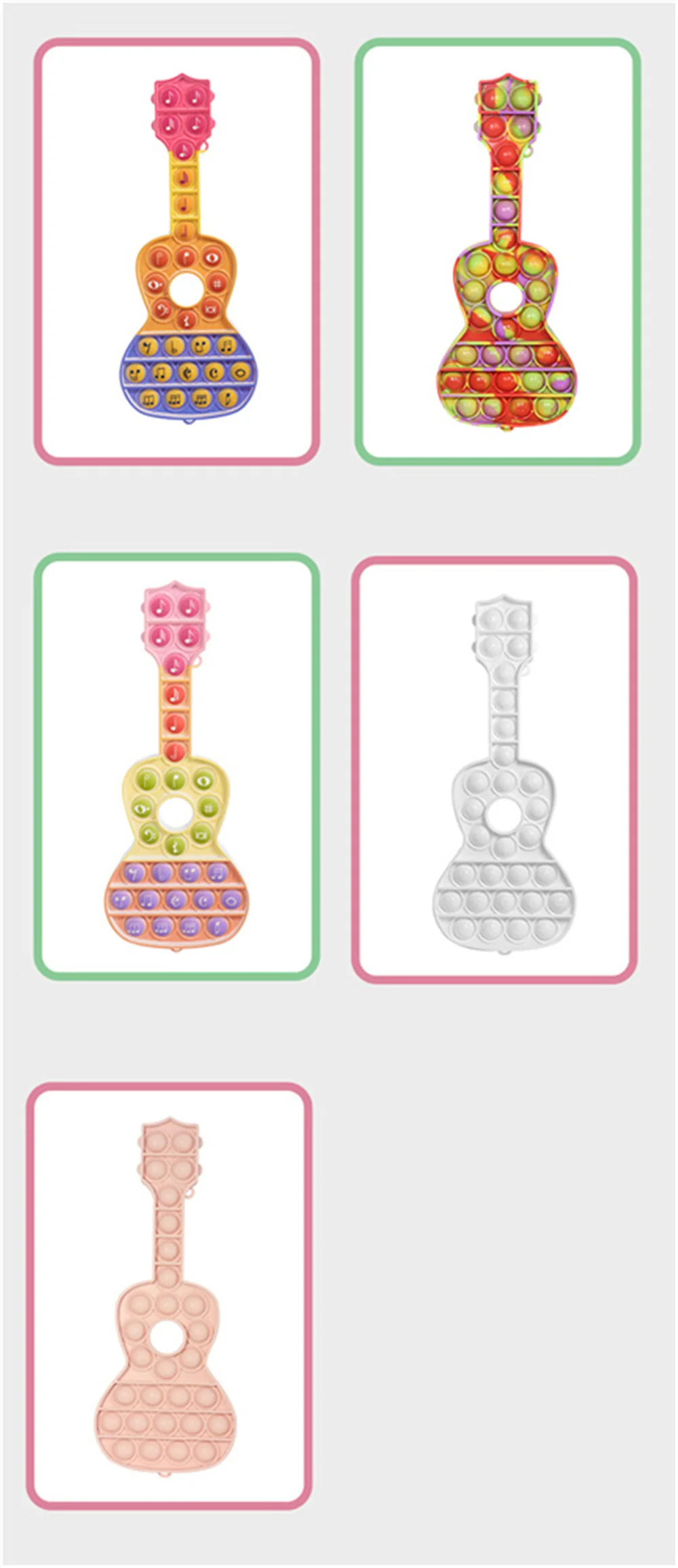 

Guitar-Shape Sensory Pop it Game for Adult Kid Fidget Toy Autism Anti-Stress Bubbles Fidget Stress Reliever Decompression Toy