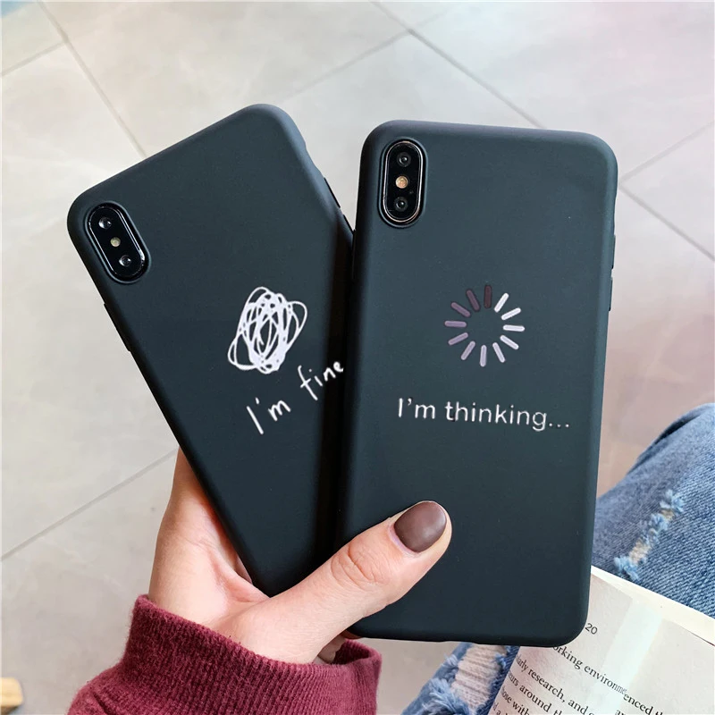 Простой Забавный мягкий чехол для телефона I am thinking iPhone 11 11Pro Max X XR XS 6 7 8 Plus