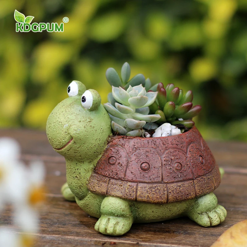

Modern Handmade Resin Vase Cartoon Animal Turtle Succulent Flower Pot Green Plant Potted Home Decoration Ornaments