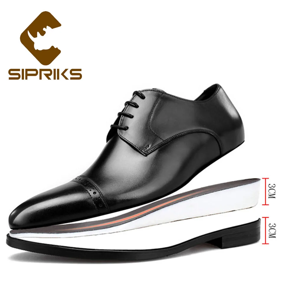 Мужские классические кожаные туфли Sipriks коричневые с оттенком патины офисные