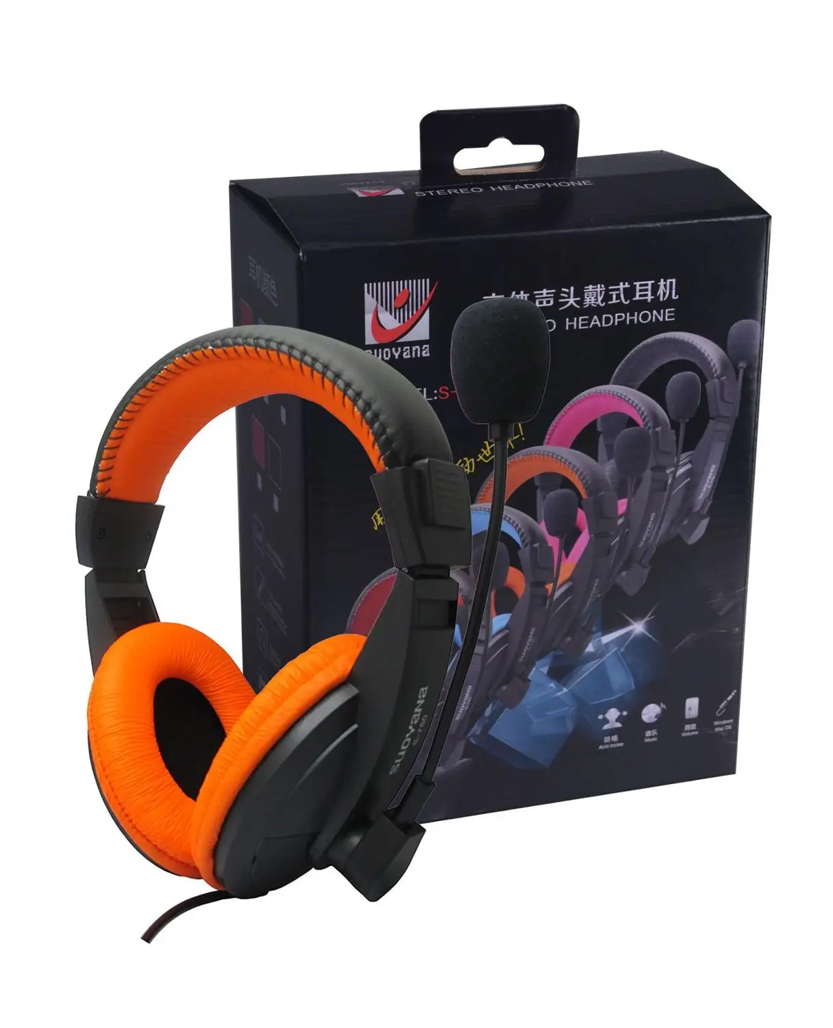 Orange 3,5 мм Игровые наушники Проводная гарнитура глубокий бас Hi-Fi стерео звук с микрофоном для ПК ноутбука - Цвет: Orange