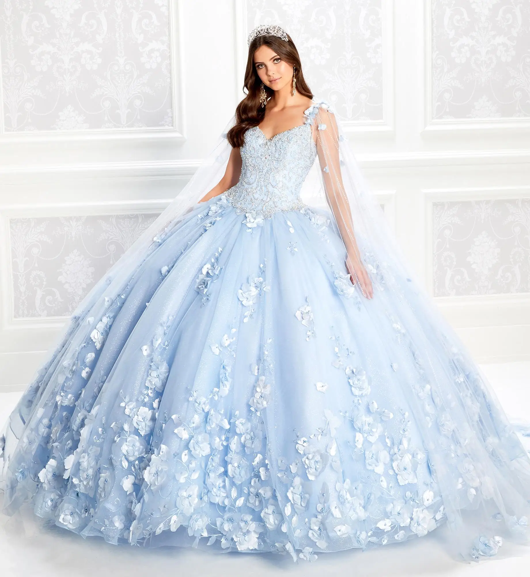 

Бальное платье небесно-голубого цвета, платья с бисером, лиф-корсет, кружевное платье для выпускного вечера с цветочной аппликацией и запах...