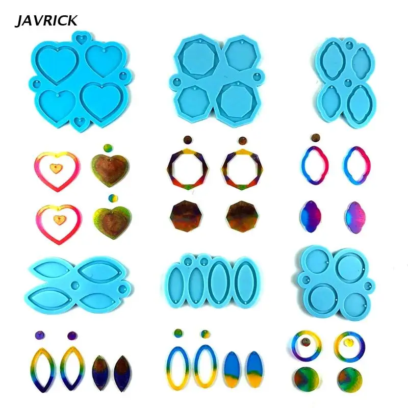 

6 Pieces Earring Making Resin Mould for DIY Jewelry Craft Earrings DIY Epoxy Silicone Molds High Temperature Resistance