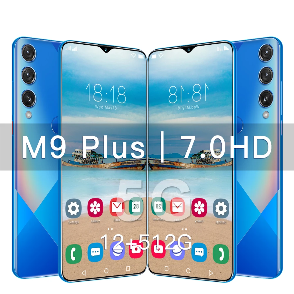 

M9 plus global version smart phone 6.7-inch large water drop screen fingerprint unlocking large memory Support all languages