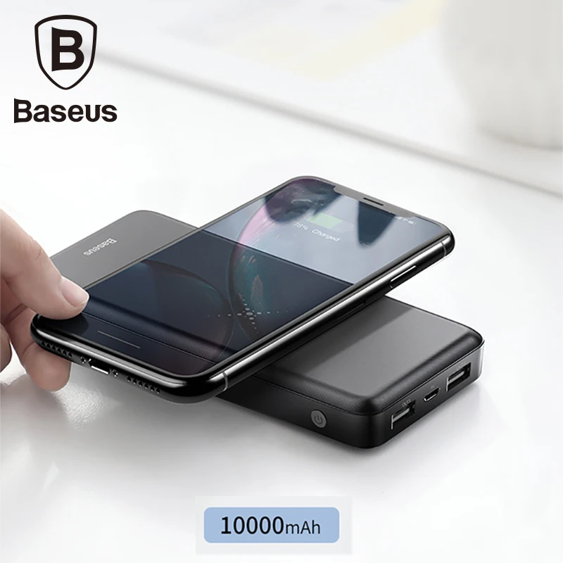 Baseus 10000 мАч беспроводной внешний аккумулятор для iPhone Android зарядное устройство QI Беспроводное зарядное устройство mi cro Usb внешний аккумулятор для iPhone Xiaomi mi 9