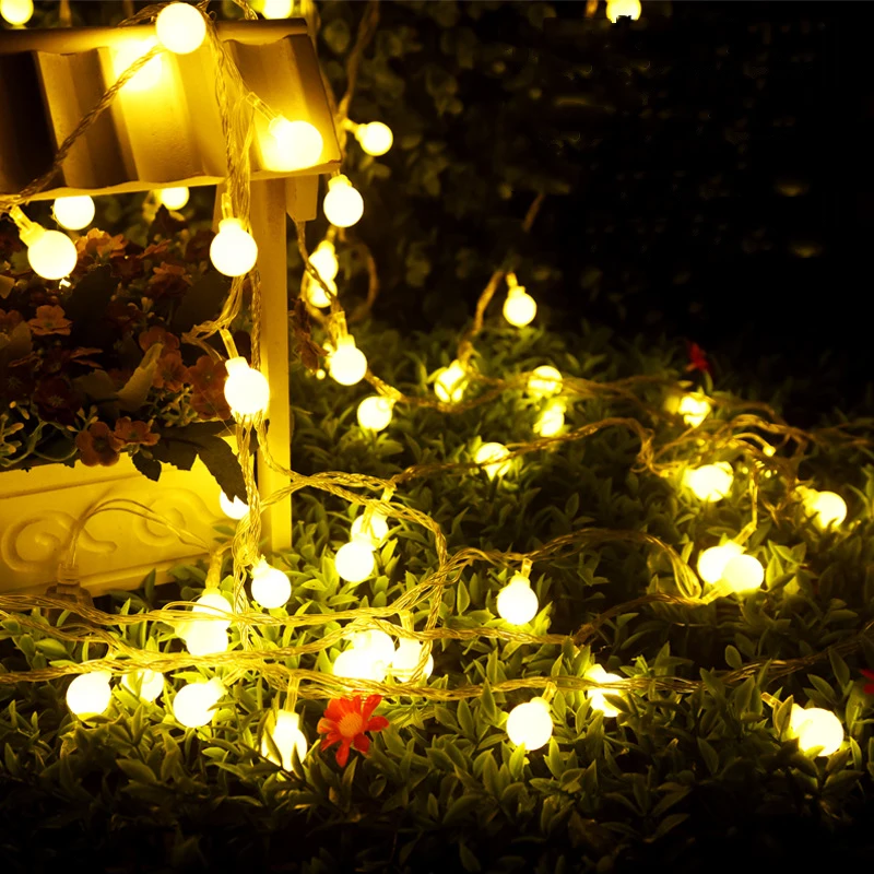 Матовая круглая светодиодная гирлянда с шариками празднисветильник