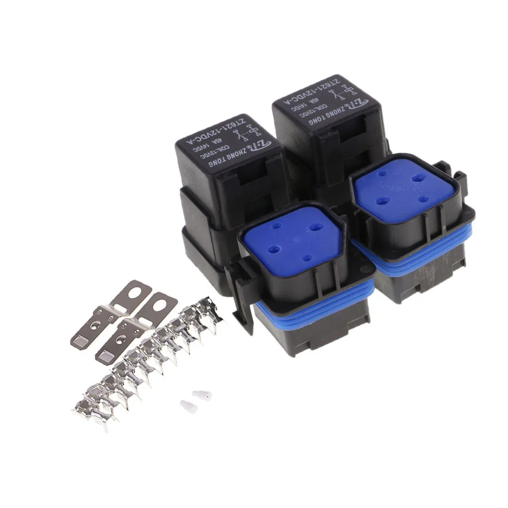 2 комплекта 40A DC12V 4 контактное реле с гнездом базовый комплект адаптеров для