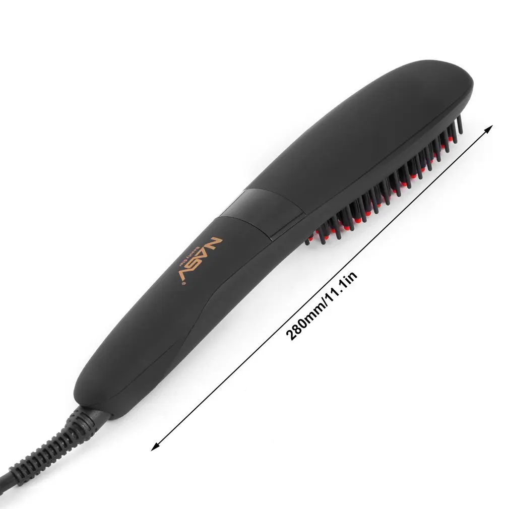 

NASV Hair Straightener Ceramic Brush with Fast Heat up PTC Heating Adjustable Temperature Brush Anti-scald Swivel Cord Black