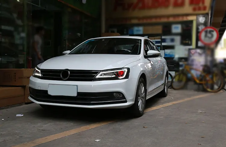Автомобильный светильник Vland в сборе для Jetta1/Sagita светодиодный головной светильник 2012- A5 дизайн светодиодный DRL движущийся сигнал поворота ксеноновая фара
