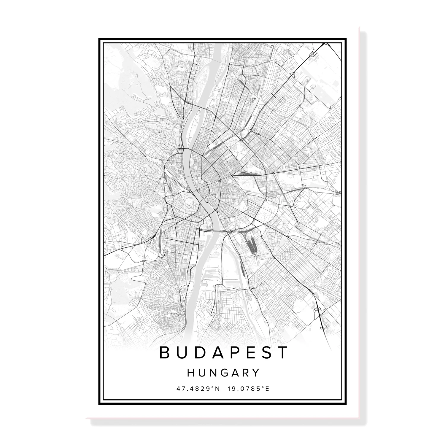 Печатная карта города Будапешт Венгрия плакат холст настенное искусство | Дом и