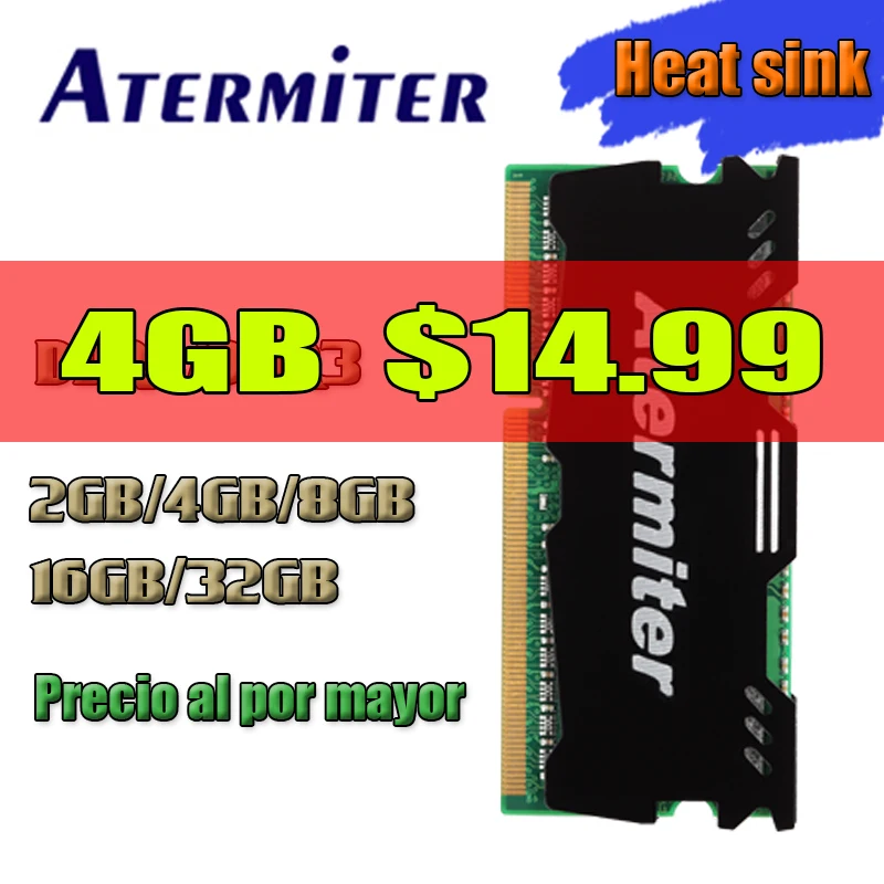 Atermiter DDR3 DDR2 ноутбук DDR4 8 ГБ 4 16 радиатор память для ноутбука 1600 2400 2666 2133 204pin Sodimm ОЗУ