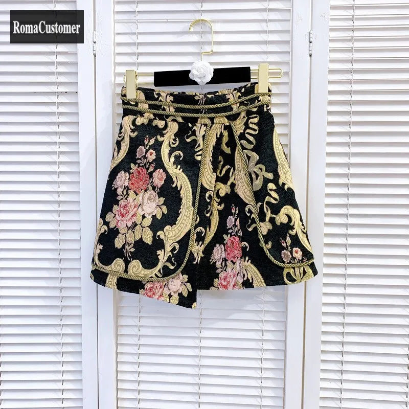 

Womens Spring New Vintage Elegant Mixed Colors Casual High Waist A-Line Skirt Embroidery Design France Style Skirt Female