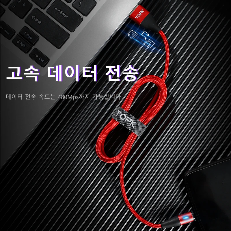 TOPK, 1 м, модернизированный, 3 А, магнитный Micro USB кабель для быстрой зарядки телефона, 8 Pin, usb type-C кабель для iPhone, samsung, huawei, Xiaomi