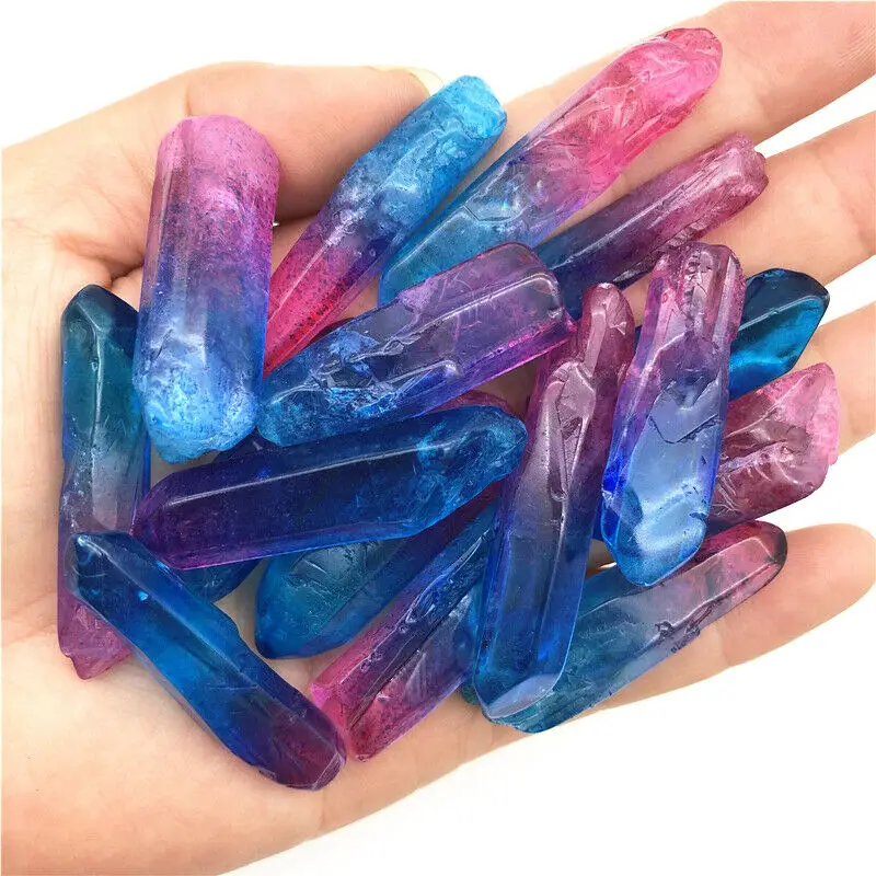 Оптовая продажа 50 г Гальванизированный синий и розовый титановый Кристалл Aura