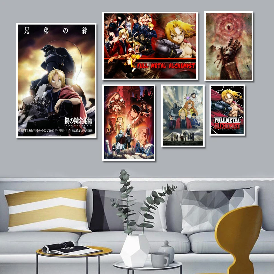 Детский цельнометаллический алхимик Эдвард Элрик Аниме HD постер и принты