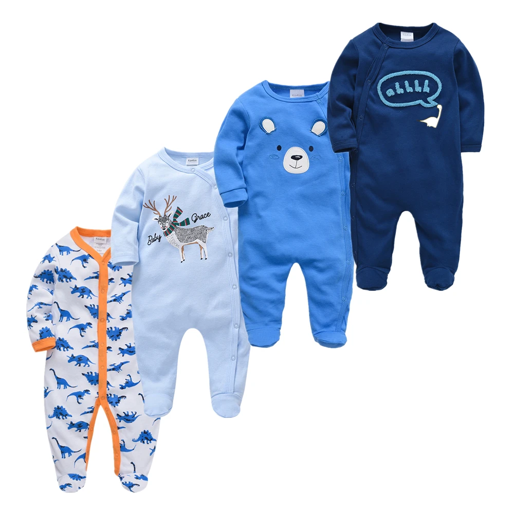 2021 3 4 pcs/lot Summer Baby Boy roupa de bebes Newborn Jumpsuit Long Sleeve Cotton Pajamas 6 9 12 Months Rompers Clothes |