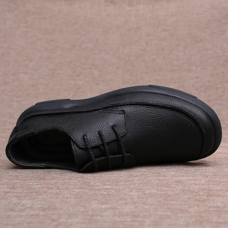 Brand Men Casual Genuine Leather Shoes Thick Soft Bottom Wear-Resistant Business Breathable Handmade Comfortable Flats | Обувь