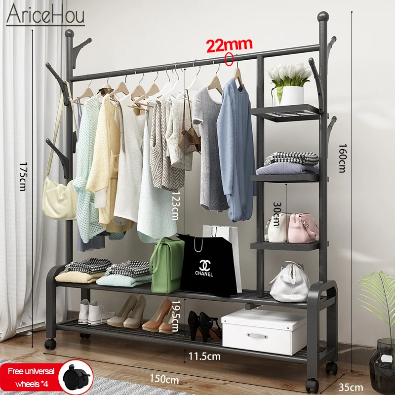 

Removable Clothes Hanger Coat Rack Floor Hanger Storage Wardrobe Clothing Drying Rack Garment Clothes Shelves Rack Organizer