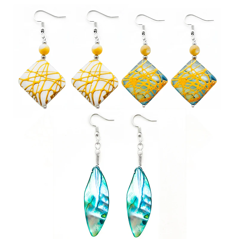 

Fashion Handmade Shell New Earrings for Women Stainless Steel Natural Stone Crochet Earrings Sweet Romantic Jewelry Party Gifts