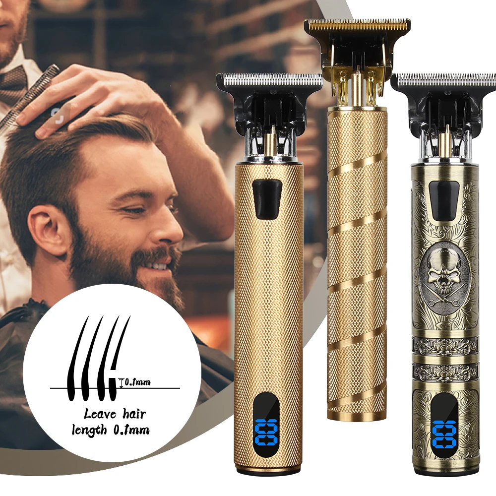 

2021 USB Hair Trimmer Electric Hair Clipper Cordless Shaver trimmer for men Barber Cutting Machine T-Outliner Shaver Gold Black