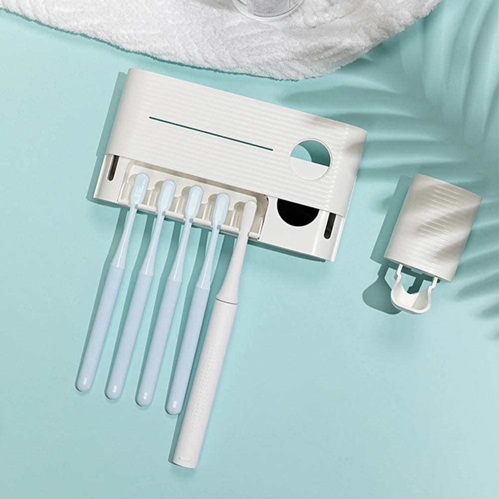 

Urallife Toothbrush Sterilization Holder Set Auto Toothpaste Squeezer Electric Toothbrush Sterilization LED Temperature Display