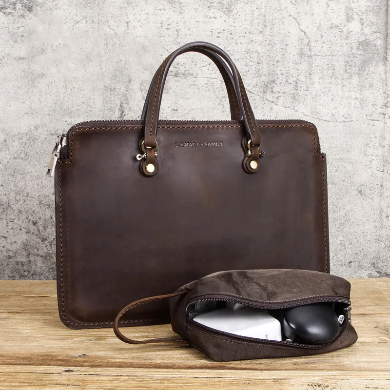 Женская сумка портфель из натуральной кожи для ноутбука 13 дюймов с ручкой|Сумки