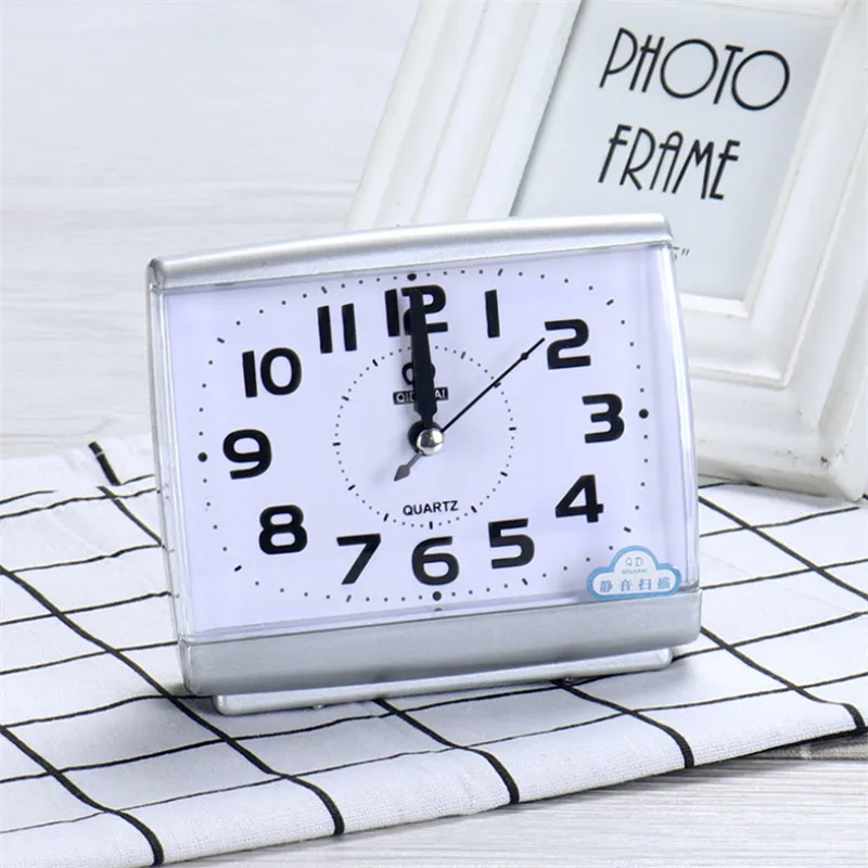 Modern Square Black/White Alarm Clock Bedroom Office Desktop Clocks Beside Student Plastic Silent Sweeping Small Table | Дом и сад