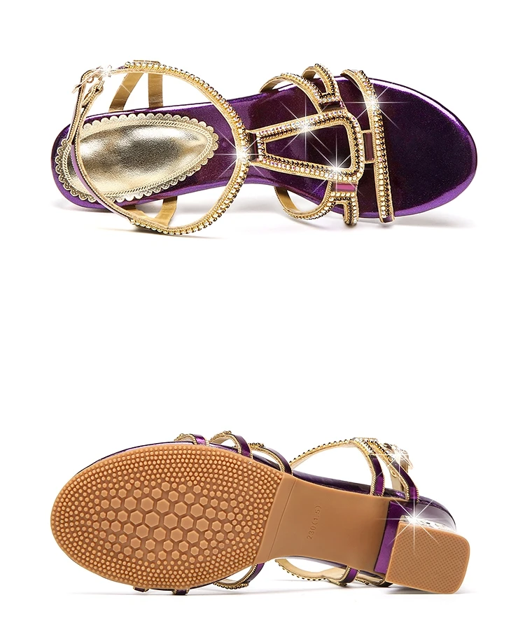 Женские сандалии стразы в Корейском стиле летние сандалии-гладиаторы на среднем