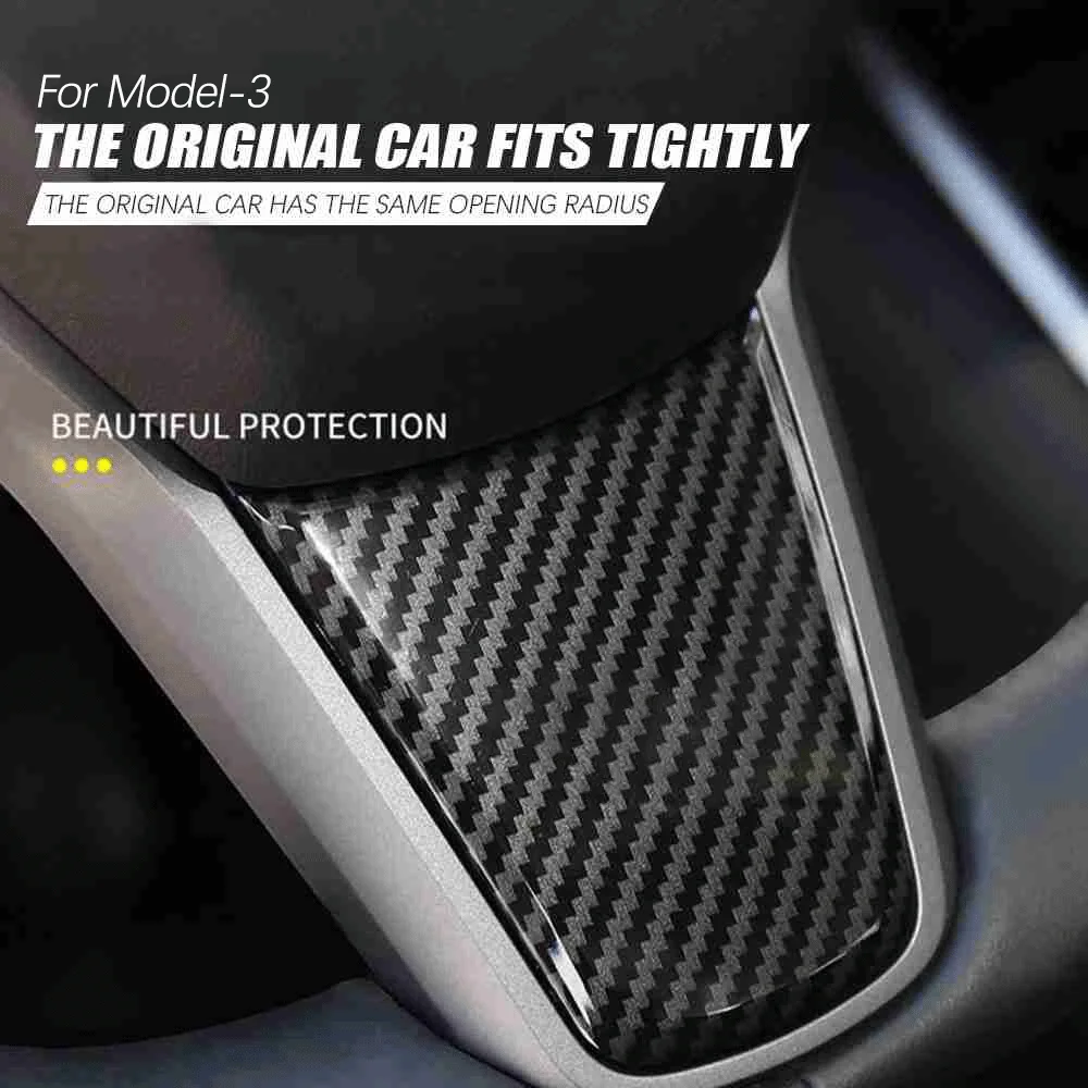 

PACEWALKER For Tesla Model 3 & Model Y Steering Wheel Carbon Fiber Pattern Covers with T logo - Carbon Fiber Pattern