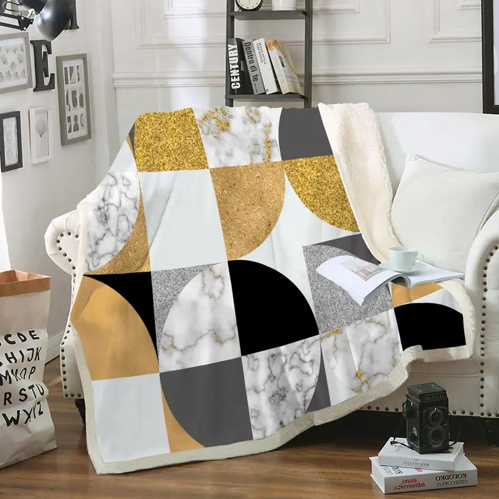Мраморное пушистое покрывало геометрическое Флисовое одеяло из шерпы мягкие