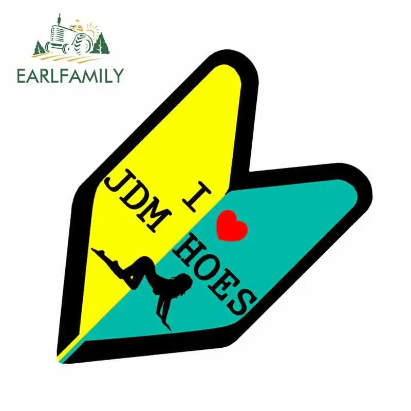 EARLFAMILY 13cm x 12.9cm for I Love Jdm Hoes Wakaba Badge Fine Decal Funny Car Stickers RV VAN DIY Bumper Trunk Truck Graphics - купить по