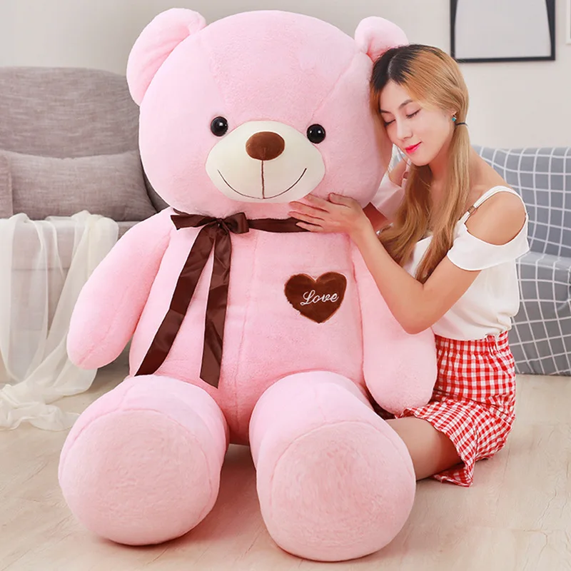 Pink Прямая с фабрики, удобные куклы, объятия, медведь, любовь, лента, плюшевый медведь, игрушка, большой медведь, подарок подруге на день рождения - Цвет: Pink