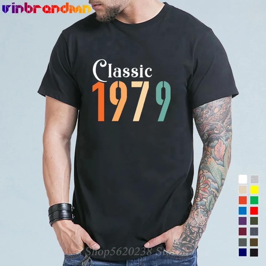 

Retro Born in 1979 T shirts men Friends Father's day 42st Birthday Gift tshirt Vintage 1979 tshirt Classic Made in 1979 t-shirts