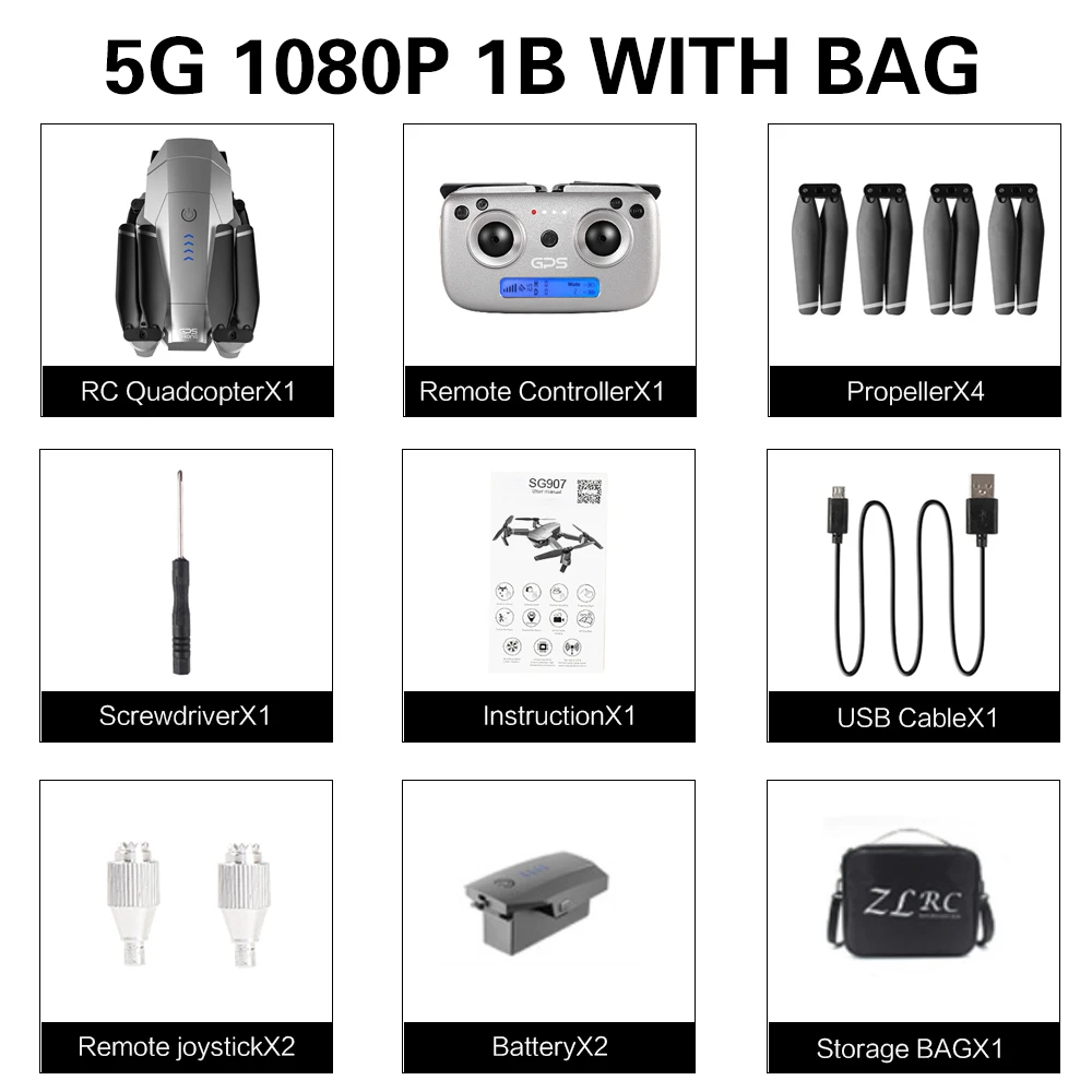 5G 1080P 1B with bag SG907/SG901 gps Дрон с 4K HD двойной камерой Широкий угол 5G wifi FPV RC Квадрокоптер складной Дрон Профессиональный gps следуй за мной - Цвет: 5G 1080P 1B with bag