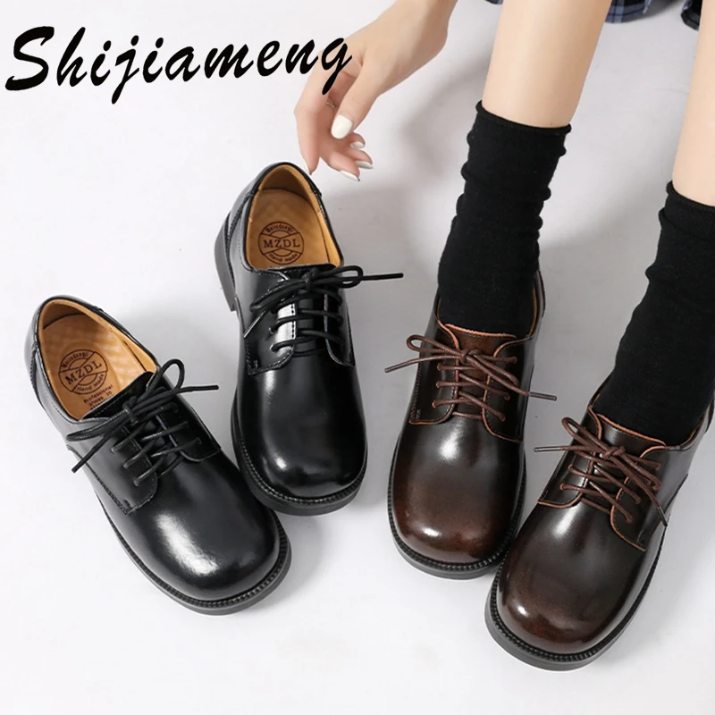 

Japanese small leather shoes female college style 2021 new retro laces with skirt jk uniform shoes luxury style