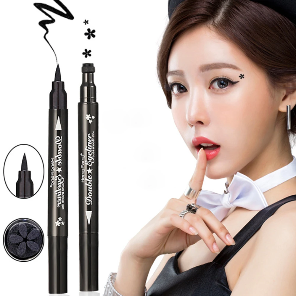 

2 In1 Eyeliner Stamp Liquid Eyeliner Pencil Makeup Stamps Seal Pen Stamp Eyeliner Pencil Waterproof Quick Dry Eyeliner TSLM1