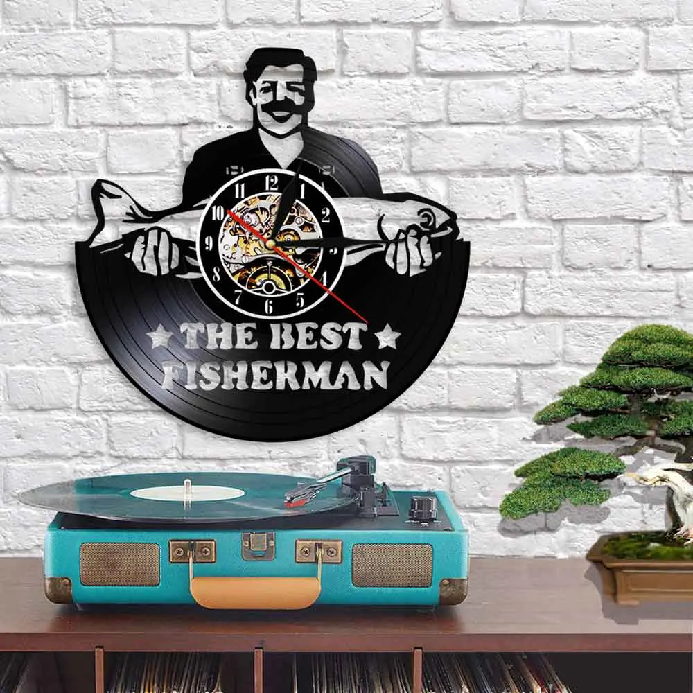 Винтажные виниловые 3D настенные часы лучший рыбак вздохи уникальный подарок для