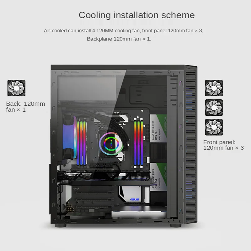 

ATX desktop computer game case side through usb3.0 game gaming motherboard business home case air-cooled water-cooled PC case