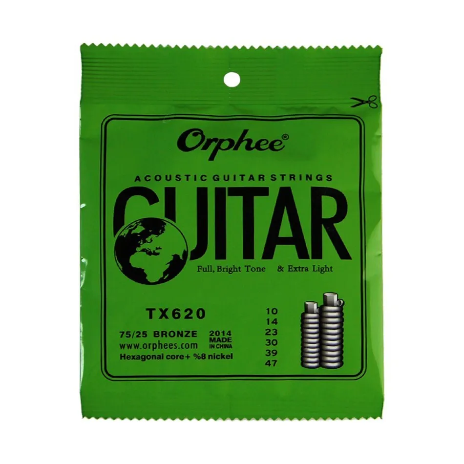 Orphee 1 компл. Акустическая гитара струна шестиугольная Ядро+ 8% Никель Полный, бронзовый яркий тон и дополнительный свет Экстра Легкий Средний