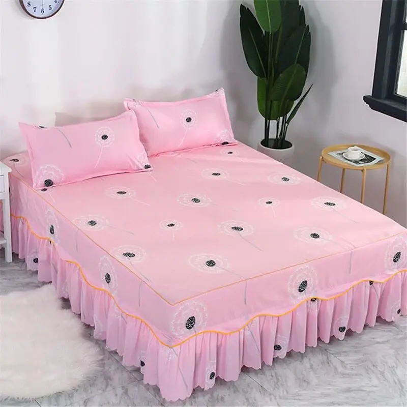 3PCS/Set Decor Home Summer Bed Sheets Textile Bedding Flat Sheet Flower Sheet+ Pillow Covers Soft Warm Bedskirt | Дом и сад