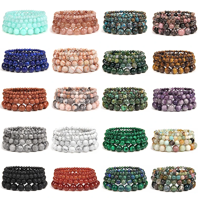 

Colorful Natural Stone Bracelet Agates Lapis Lazuli Round Beads Bracelets Couple Charm Yoga Energy Bracelet Men Women Jewelry