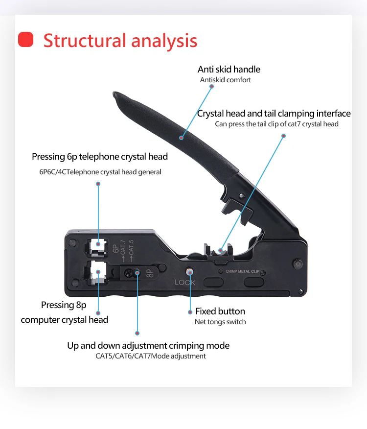 Инструмент для обжима сети и связи модульные Заглушки RJ45/RJ11/RJ12 Cat7/Cat.6A 8P 6P