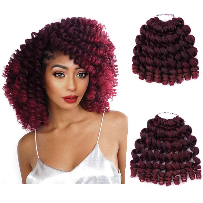 

Synthetic 8" 20strands Jumpy Wand Curl Crochet Hair Ombre Jamaican Bounce Curl Braids Braiding Hair Extension for Black Women